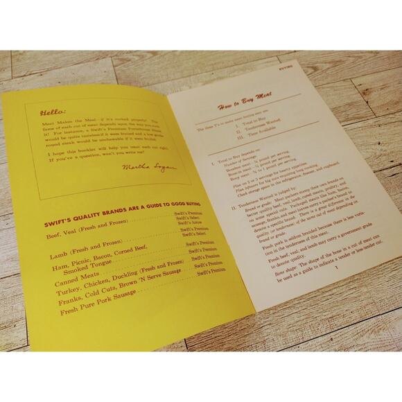 Vtg 1963 SWIFT & Co Martha Logan MEAT handi-book How to‎ Buy Store Cook Cookbook - Picture 7 of 9